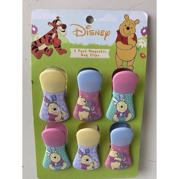 6 Pack Disney Winnie The Pooh Piglet Magnetic Bag Clips Easter Eggs Spring NEW - Picture 2 of 12